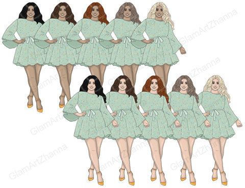 Ice Cream Girl Clipart | Retro Woman Graphics SVG GlamArtZhanna 