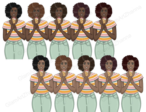 Ice Cream Girl Clipart | Retro Woman Graphics SVG GlamArtZhanna 