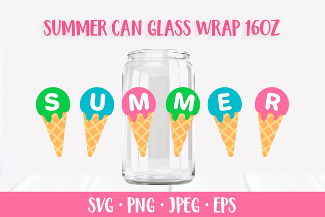 Ice cream glass can wrap design. Summer can glass SVG SVG LaBelezoka 