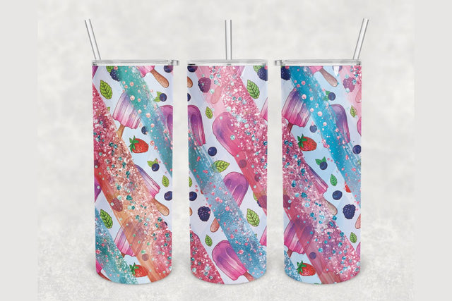 Ice Cream Glitter Brush Tumbler sublimation design 20 oz skinny tumbler wrap Sublimation BambinaCreations 