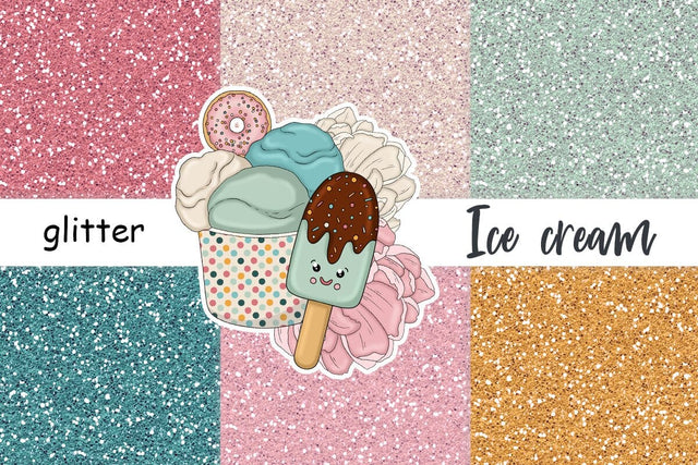 Ice Cream Glitter | Pink Sparkle Background Digital Pattern GlamArtZhanna 