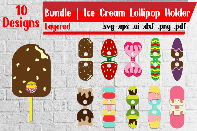 Ice Cream Lollipop Holders - svg dxf eps ai png pdf 3D Paper zafrans studio 