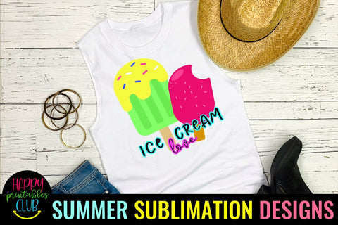 Ice cream Love Sublimation Design- Summer Sublimation PNG Sublimation Happy Printables Club 