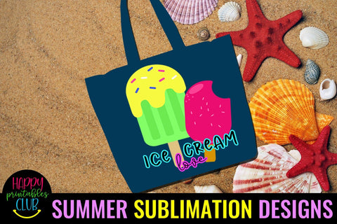 Ice cream Love Sublimation Design- Summer Sublimation PNG Sublimation Happy Printables Club 