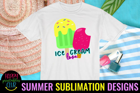Ice cream Love Sublimation Design- Summer Sublimation PNG Sublimation Happy Printables Club 