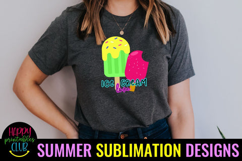 Ice cream Love Sublimation Design- Summer Sublimation PNG Sublimation Happy Printables Club 