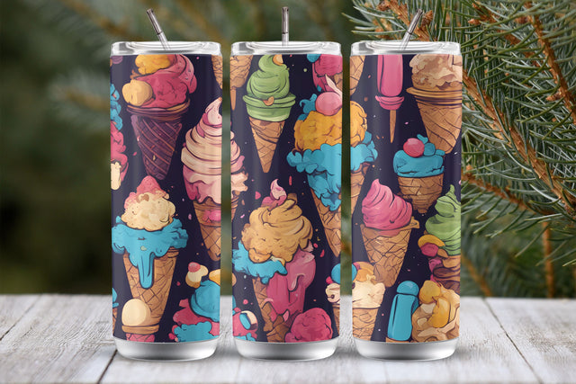 Ice Cream Pattern 20 oz Tumbler Wrap Sublimation Design Sublimation MockupSvgVenue 
