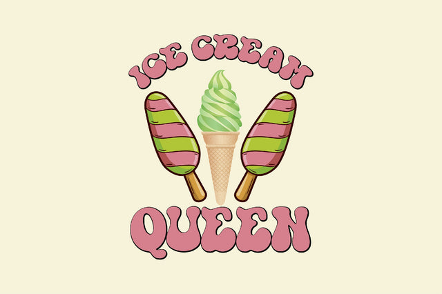 Ice Cream Queen Pink Summer Sublimation Sublimation Rupkotha 