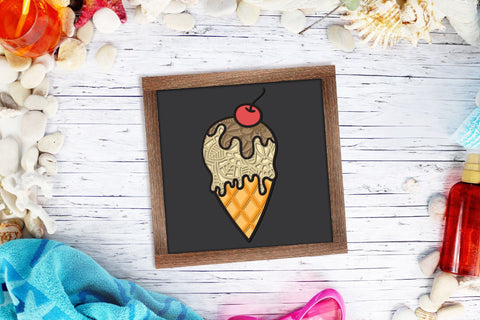Ice Cream SVG, 3d Layered Summer SVG, Vacation SVG Cut File. 3D Paper Elinorka 