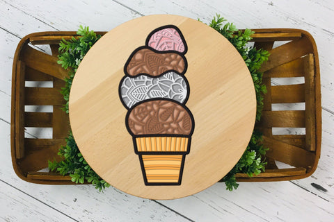 Ice Cream SVG Cone, 3d Layered Summer SVG, Sweet SVG Cut File. 3D Paper Elinorka 