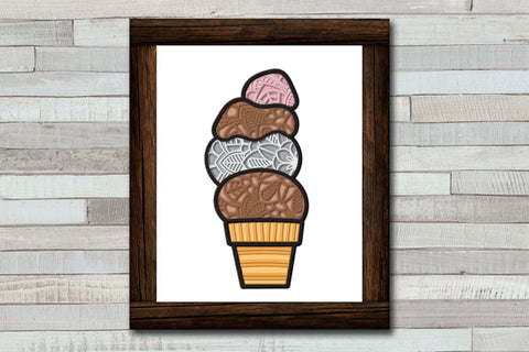Ice Cream SVG Cone, 3d Layered Summer SVG, Sweet SVG Cut File. 3D Paper Elinorka 