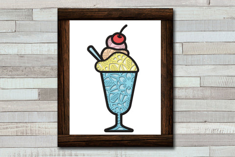 Ice Cream SVG Cup, 3d Layered Summer SVG, Vacation SVG Cut File. 3D Paper Elinorka 