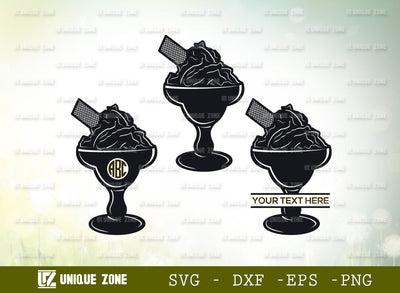 Ice Cream SVG Monogram, Ice Cream Cone Svg, Frozen yogurt Svg, Summer Svg, Sorbet Svg, Dessert Svg, Gelato Svg, Stick Ice Cream Svg, Ice Cream Monogram, SVG Unique Zone 