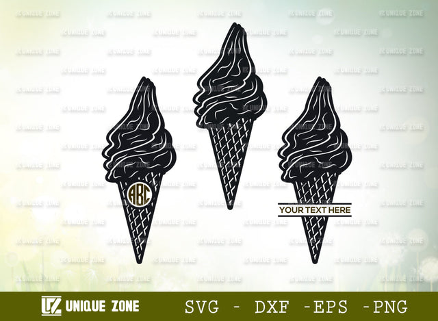 Ice Cream SVG Monogram, Ice Cream Cone Svg, Frozen yogurt Svg, Summer Svg, Sorbet Svg, Dessert Svg, Gelato Svg, Stick Ice Cream Svg, Ice Cream Monogram, SVG Unique Zone 