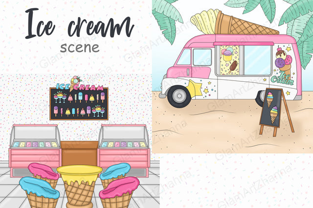 Ice Cream Truck Clipart | Scene Creator SVG GlamArtZhanna 