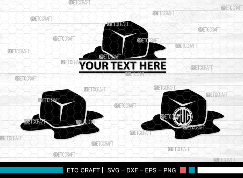 Ice Label Svg Ice Cube Monogram, Ice Cube Silhouette, Ice Cube SVG, Ice Svg, Melting ...