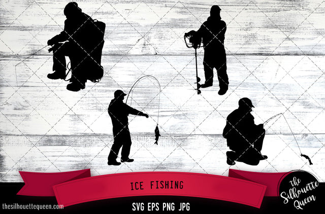 Ice fishing Silhouette Vector SVG SVG Loveleen Kaur 