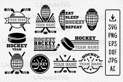 Ice Hockey Bundle 11 designs, Sport Hockey team logo monogram SVG PNG DXF SVG LAcreateSVG 