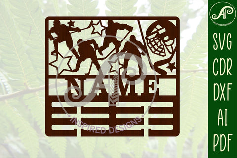 Ice Hockey medal holder Name svg laser cut template SVG APInspireddesigns 