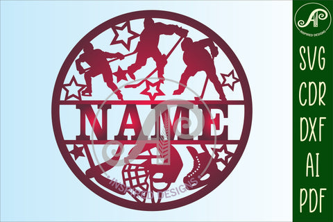 Ice Hockey Name sign svg laser cut template SVG APInspireddesigns 