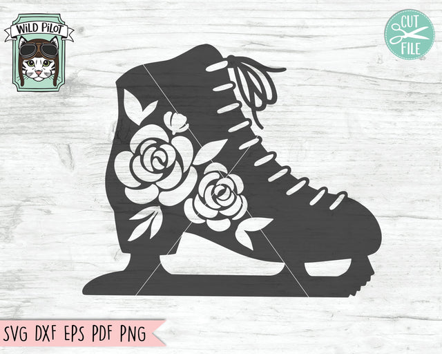 Ice Skate SVG, Ice Skates Cut File, Ice Skates Floral SVG, Ice Skates With Flowers SVG, Winter SVG File, Winter Sports SVG, Ice Skating SVG SVG Wild Pilot 