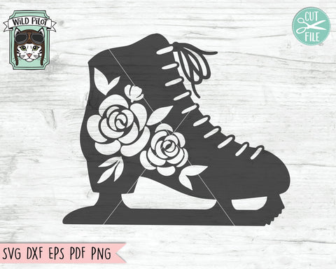 Ice Skate SVG, Ice Skates Cut File, Ice Skates Floral SVG, Ice Skates With Flowers SVG, Winter SVG File, Winter Sports SVG, Ice Skating SVG SVG Wild Pilot 