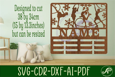 ice skater female medal holder Name svg laser cut SVG APInspireddesigns 