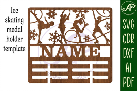 ice skater female medal holder Name svg laser cut SVG APInspireddesigns 
