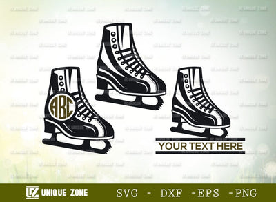 Ice Skates Monogram Svg Cut File, Winter Svg, Winter Sports Svg, Ice Skating Svg, Figure Skates Svg, Ice Skating Shoes Svg, Winter Blade Dancing Svg, Ice Skates Monogram, Circle Monogram, Split Monogram SVG Unique Zone 