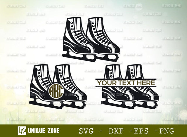 Ice Skates Monogram Svg Cut File, Winter Svg, Winter Sports Svg, Ice Skating Svg, Figure Skates Svg, Ice Skating Shoes Svg, Winter Blade Dancing Svg, Ice Skates Monogram, Circle Monogram, Split Monogram SVG Unique Zone 