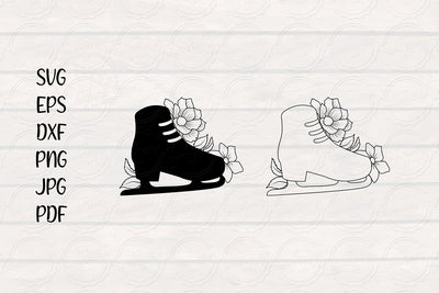 Ice Skates SVG file, Floral Ice Skate, Winter Skate, Cut File SVG SmmrDesign 