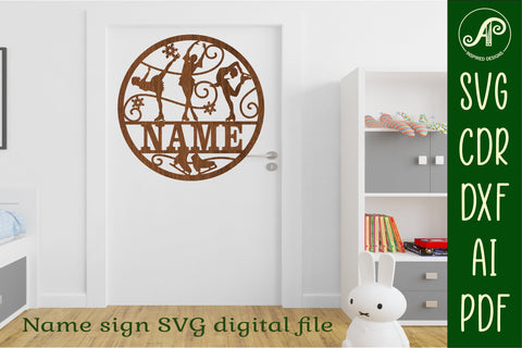 Ice skating name sign svg laser cut template SVG APInspireddesigns 