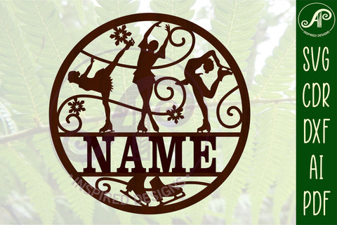 Ice skating name sign svg laser cut template SVG APInspireddesigns 