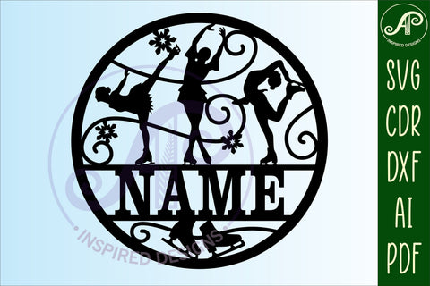 Ice skating name sign svg laser cut template SVG APInspireddesigns 