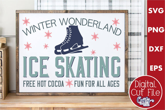 Ice Skating Sign, Vintage Christmas Farmhouse Svg SVG Crafty Mama Studios 