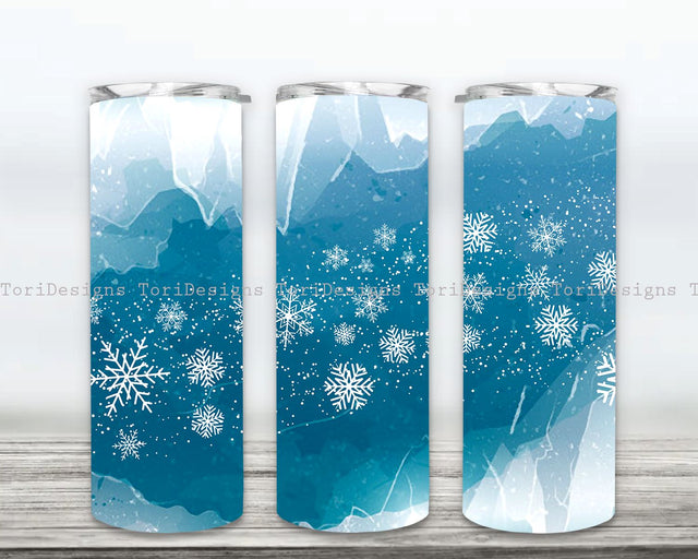 Ice Snowflakes Tumbler Design, Snowflakes 20 Oz. Skinny Tumbler Wrap Sublimation, Tumbler Designs Sublimation Sublimation ToriDesigns 