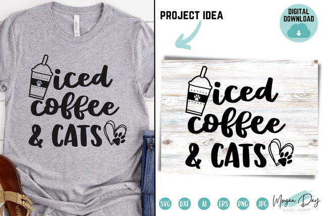 Iced Coffee and Cats SVG Cut File SVG Morgan Day Designs 