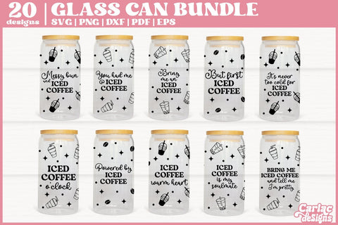 Iced Coffee Can Glass Wrap Bundle | Coffee Glass Can Wrap SVG Carla C Designs 