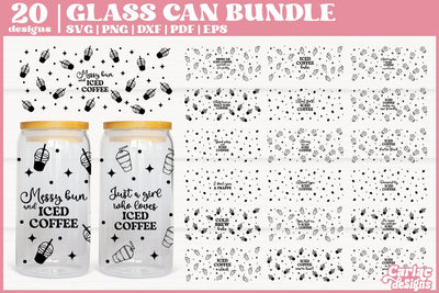Iced Coffee Can Glass Wrap Bundle | Coffee Glass Can Wrap SVG Carla C Designs 