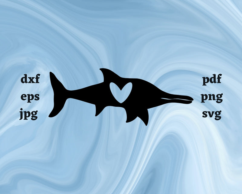 Ichthyosaurus Heart SVG Cut File SVG Northern Light SVG 