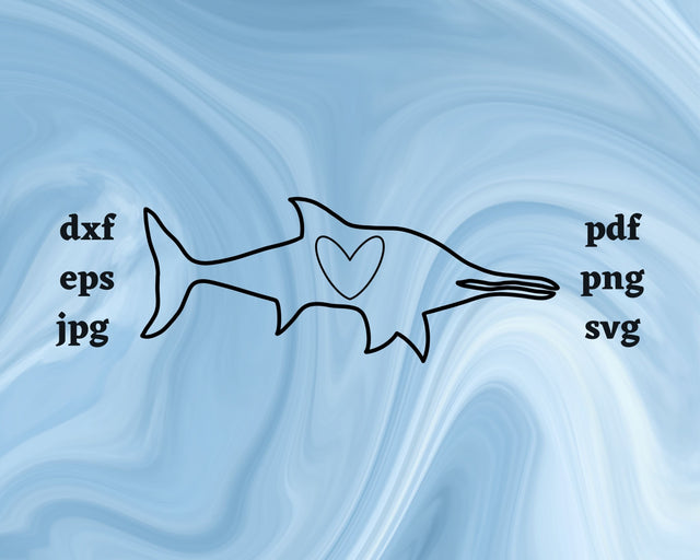 Ichthyosaurus Heart SVG Cut File SVG Northern Light SVG 