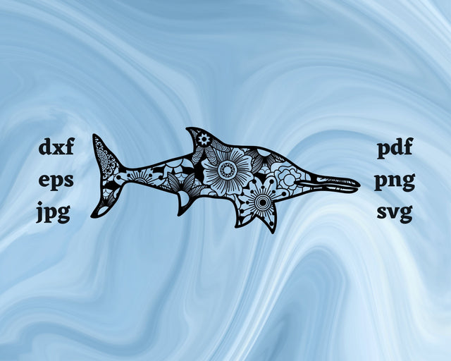 Ichthyosaurus Mandala SVG Cut File SVG Northern Light SVG 