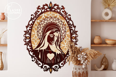 Icon Deva Maria, Religious Decoration, Multilayer Laser Cut Files SVG LaserCutano 