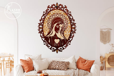 Icon Deva Maria, Religious Decoration, Multilayer Laser Cut Files SVG LaserCutano 