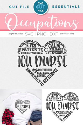 ICU Nurse SVG - a critical care unit nurse svg for Cricut SVG SVG Cut File 