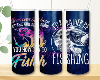 Id Rather Be Fishing 20oz Skinny Tumbler Sublimation Design Fishing Template for Straight Tumbler Wraps Templates PNG Digital Download Sublimation sassyprint 