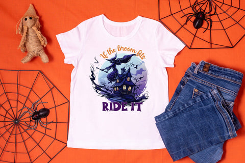 If the Broom Fits Ride It - Halloween PNG Sublimation CraftLabSVG 