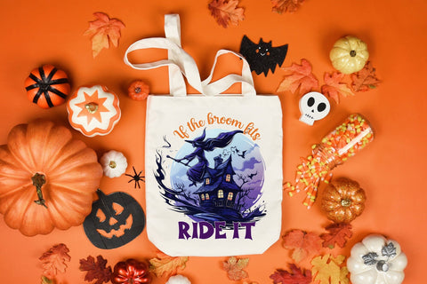 If the Broom Fits Ride It - Halloween PNG Sublimation CraftLabSVG 