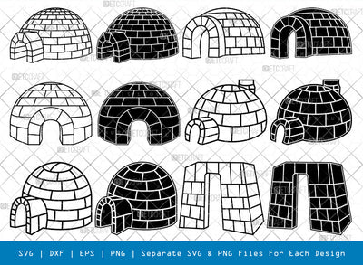 Igloo SVG, Igloo Silhouette, Ice House Svg, Polar Snow Svg, Snow House Svg, Eskimo Svg, Winter Svg, Ice Home Svg, Cold House Svg, Igloo Bundle SVG ETC Craft 