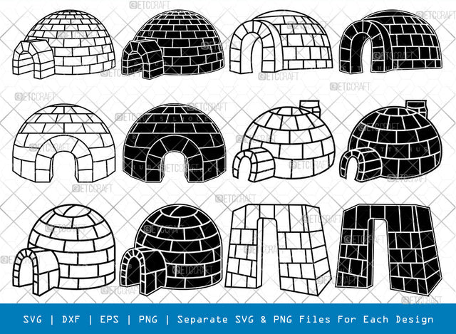 Igloo SVG, Igloo Silhouette, Ice House Svg, Polar Snow Svg, Snow House Svg, Eskimo Svg, Winter Svg, Ice Home Svg, Cold House Svg, Igloo Bundle SVG ETC Craft 